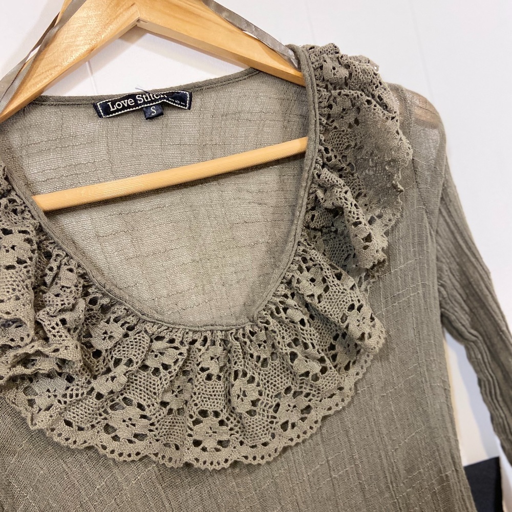 Love Stitch Olive Blouse Size: S NWT